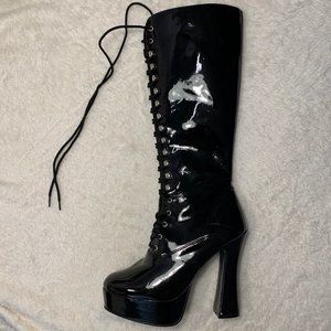 Pleaser Electra 2020 Black Patent Platform Boots